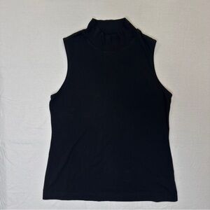 Athleta Black Mock Neck Sleeveless Tank, Medium, Basic Layering Top Minimalist